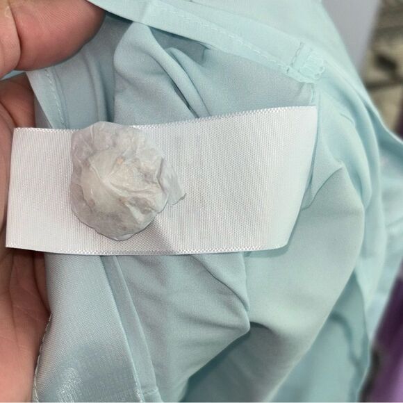 Danielle Bernstein Rhinestone Button Puff Sleeve Light Blue DressNWT - Picture 9 of 12